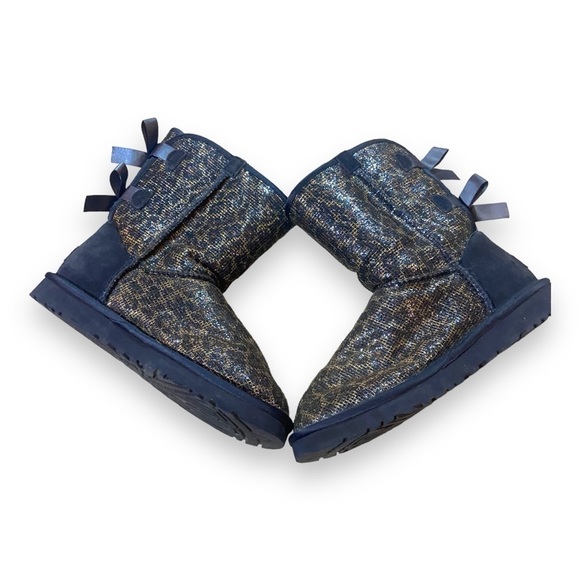 UGG Bailey bow glitter cheetah black boots Sz 7 - Picture 4 of 7